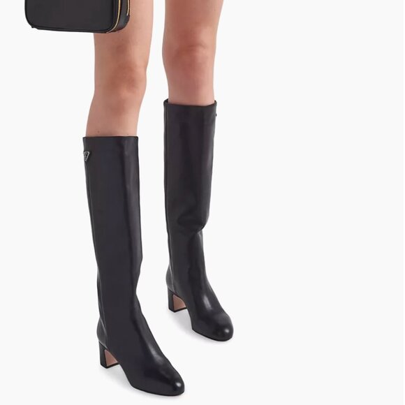 Prada, NWT, leather knee high boots 37.5 - Picture 1 of 7